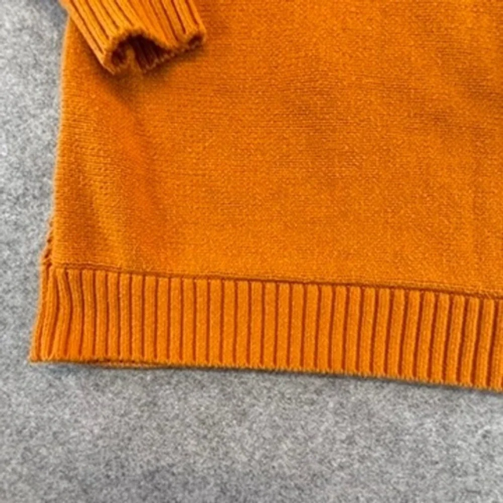 Bass Womens Orange Cable Knit Crew Neck Sweater Size L Chunky Classic
